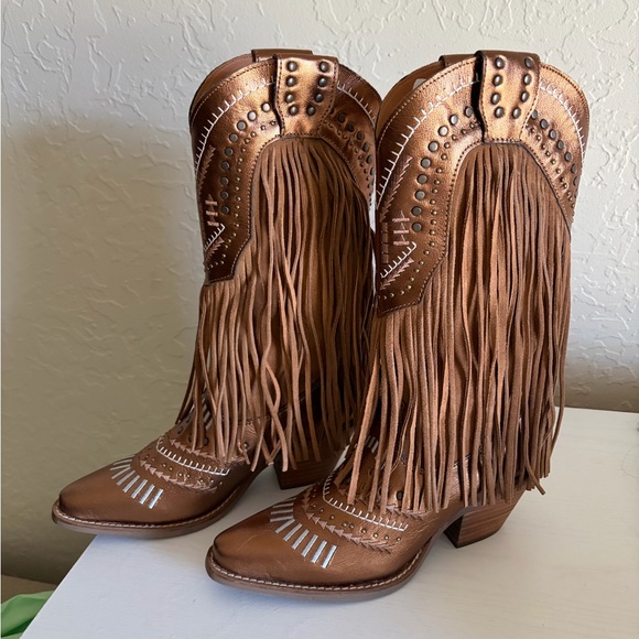 Dingo Brown Fringe Western Boots - Picture 7 of 8